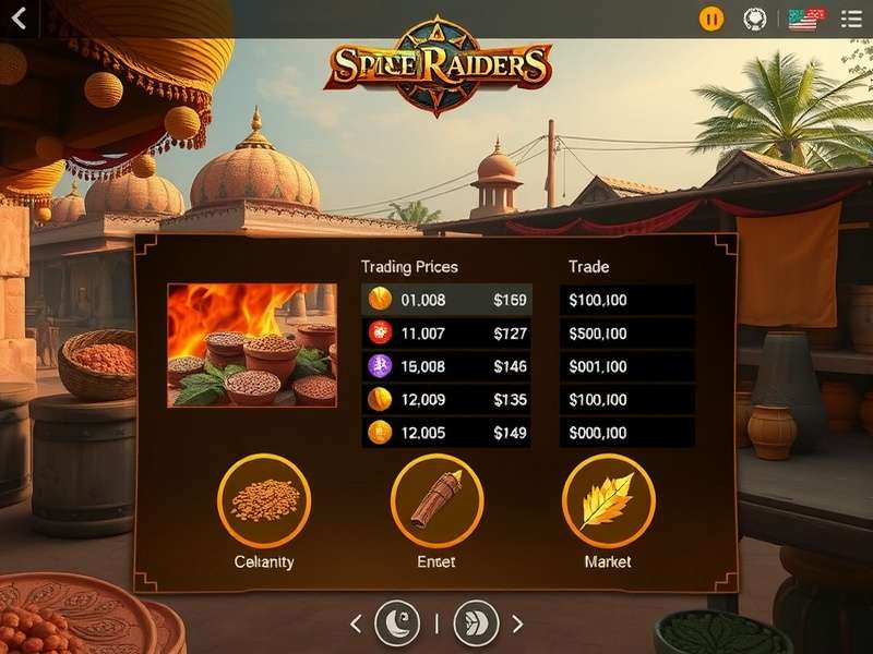 Spice Raiders gameplay screenshot showing Indian market scene